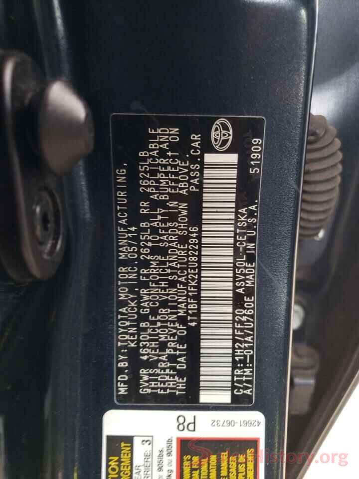 4T1BF1FK2EU822946 2014 TOYOTA CAMRY