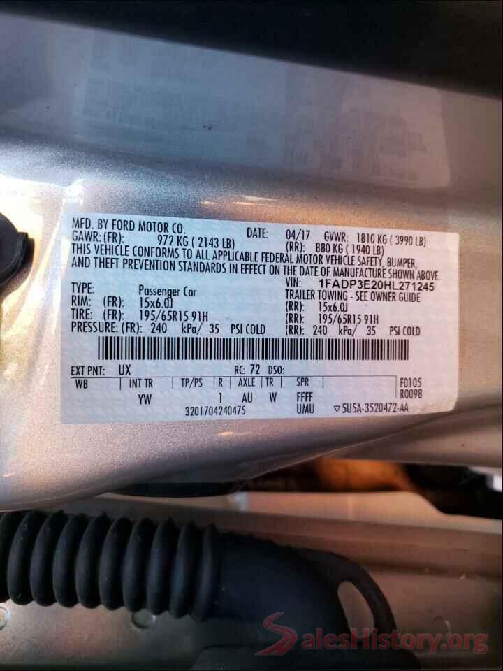 1FADP3E20HL271245 2017 FORD FOCUS