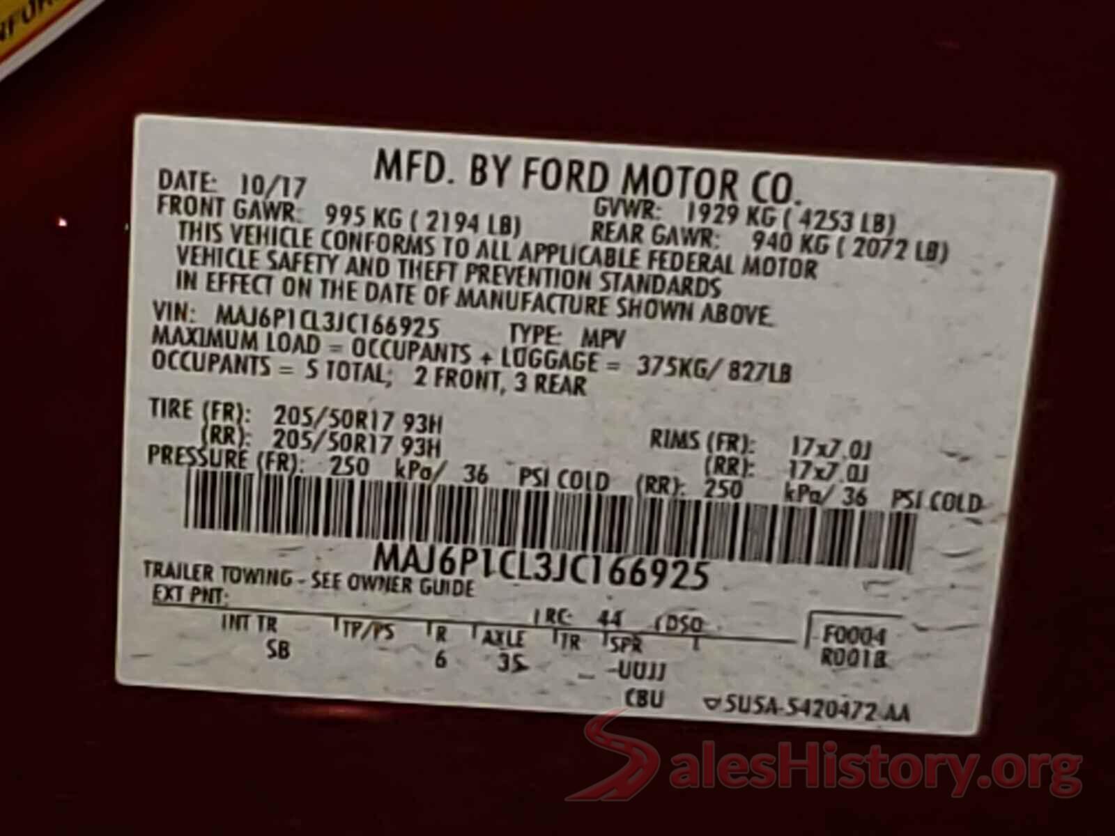 MAJ6P1CL3JC166925 2018 FORD ALL OTHER