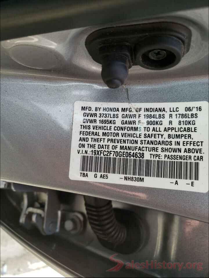 19XFC2F70GE064638 2016 HONDA CIVIC