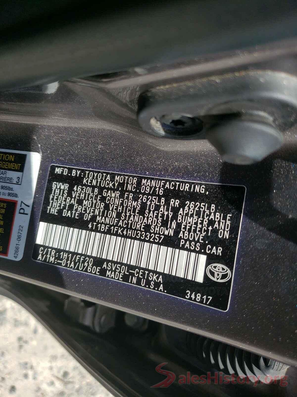 4T1BF1FK4HU333257 2017 TOYOTA CAMRY