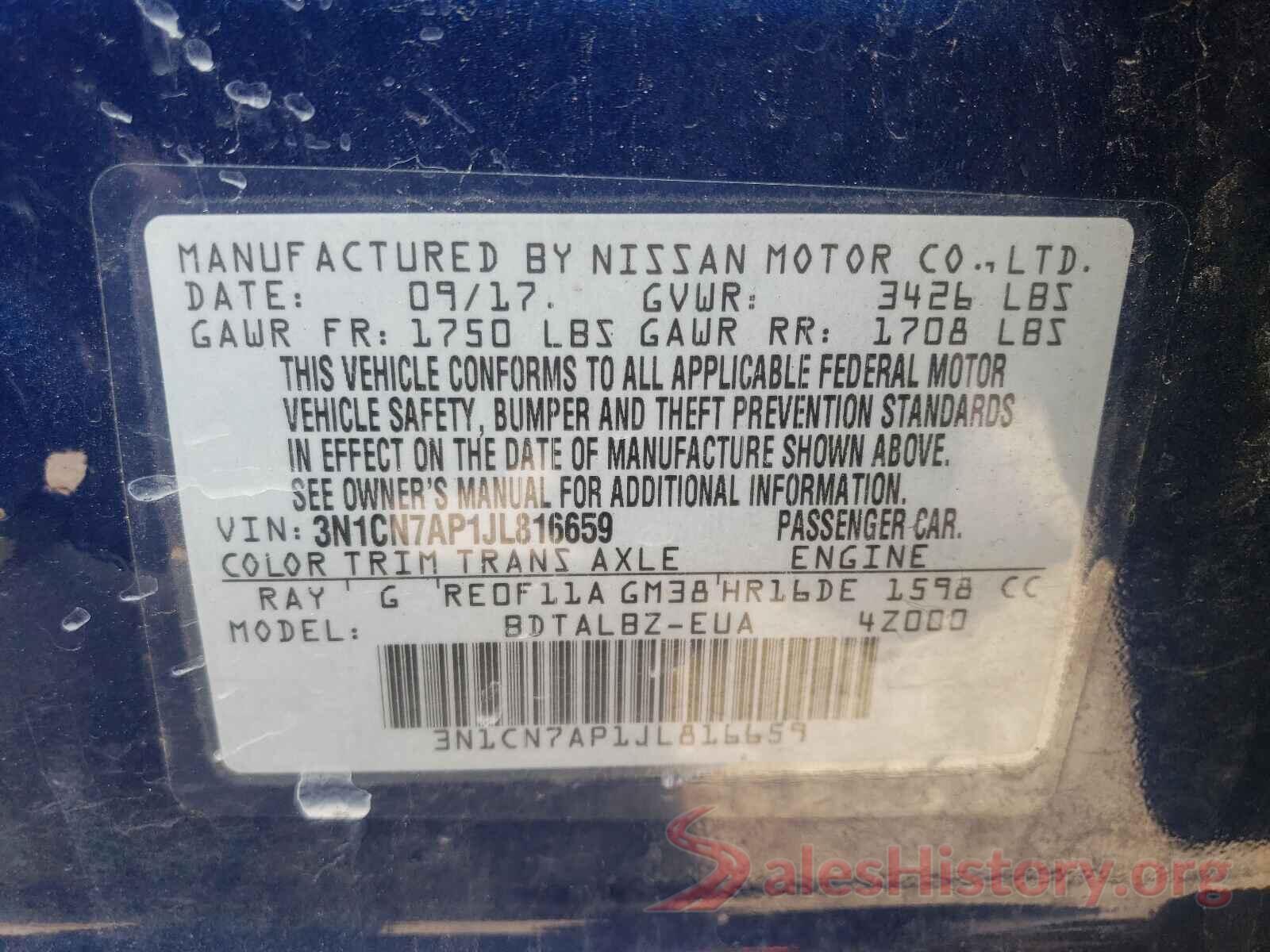 3N1CN7AP1JL816659 2018 NISSAN VERSA