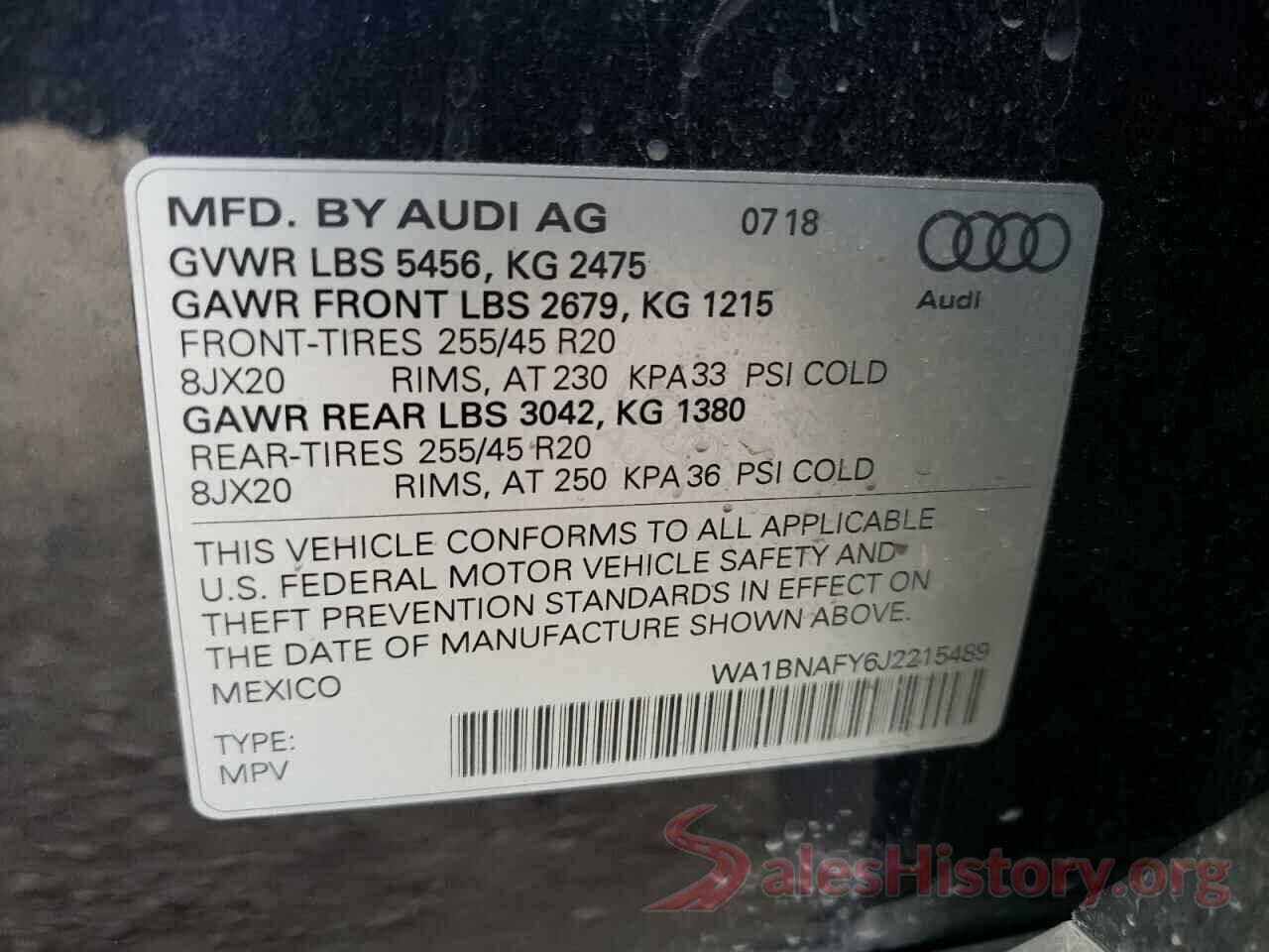 WA1BNAFY6J2215489 2018 AUDI Q5