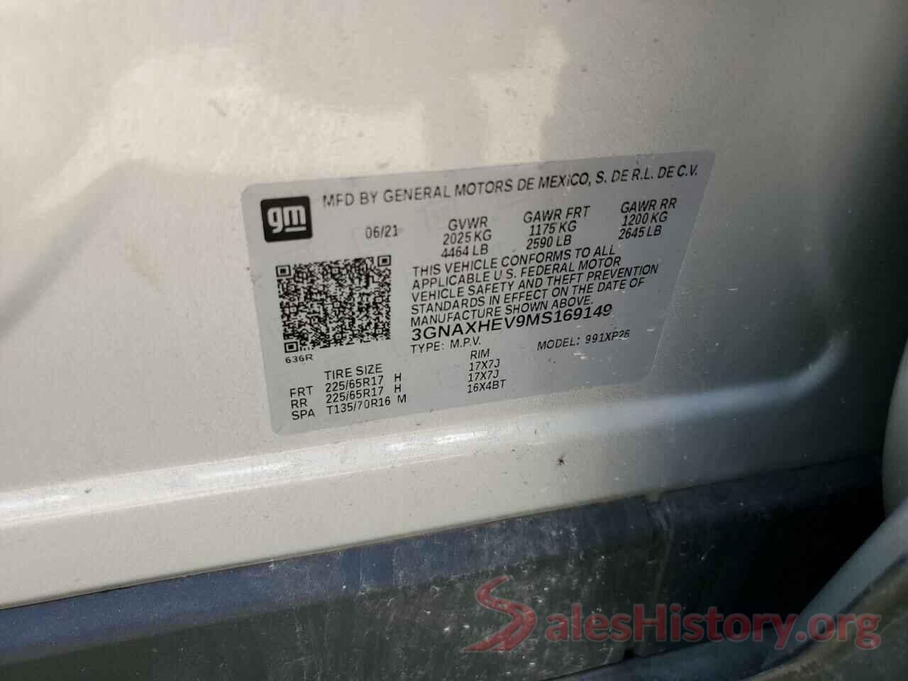 3GNAXHEV9MS169149 2021 CHEVROLET EQUINOX