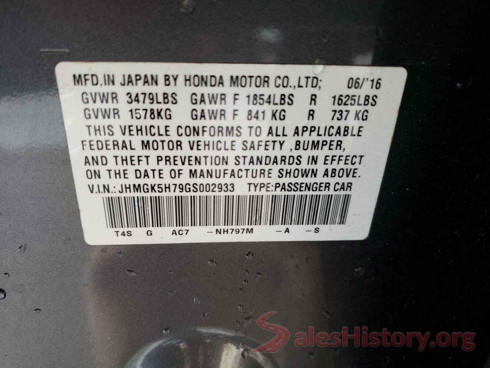 JHMGK5H79GS002933 2016 HONDA FIT