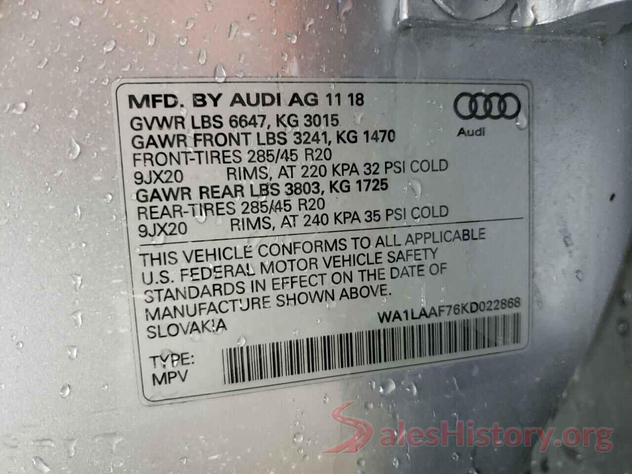 WA1LAAF76KD022868 2019 AUDI Q7