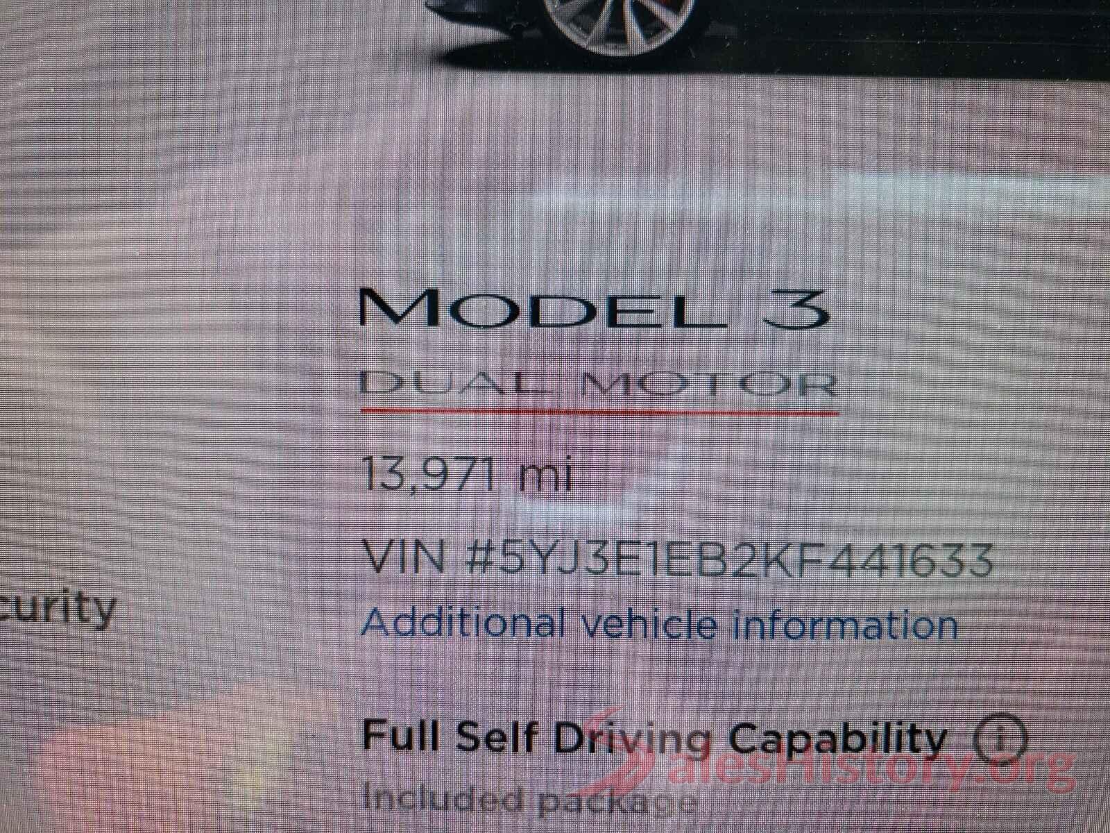 5YJ3E1EB2KF441633 2019 TESLA MODEL 3