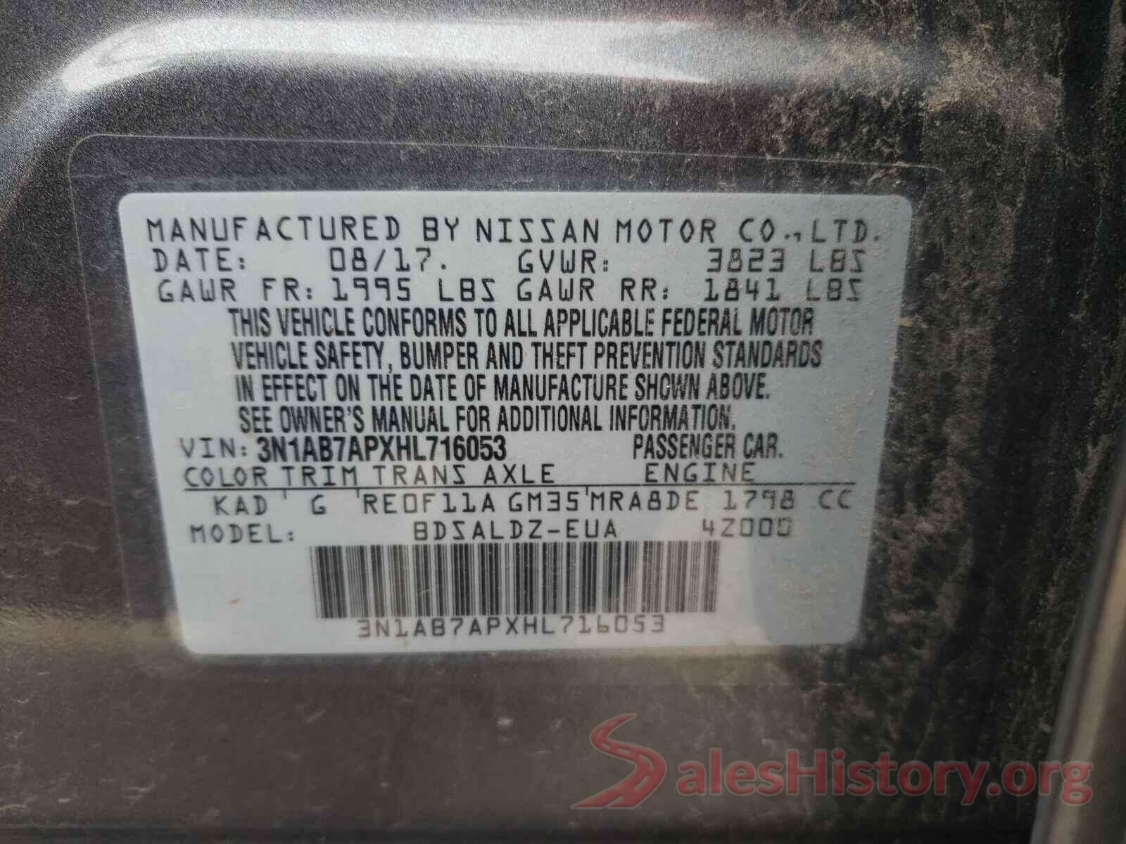 3N1AB7APXHL716053 2017 NISSAN SENTRA