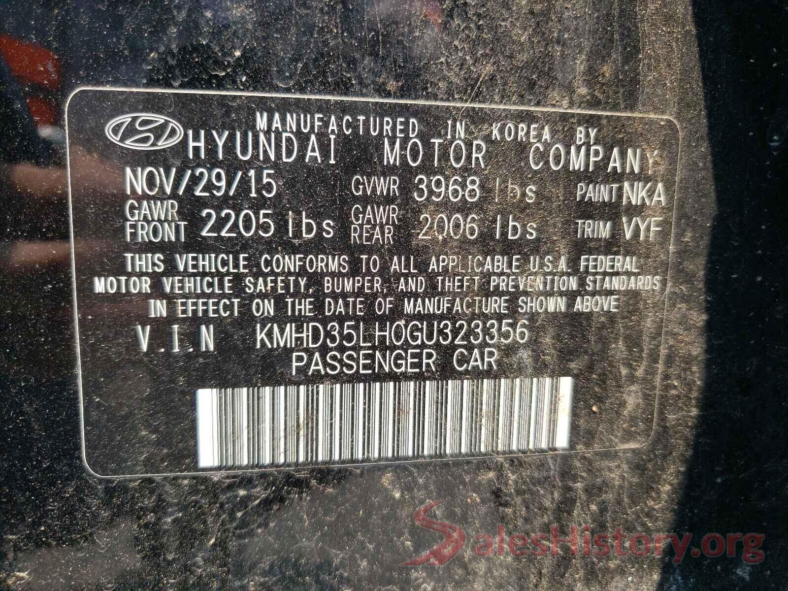 KMHD35LH0GU323356 2016 HYUNDAI ELANTRA