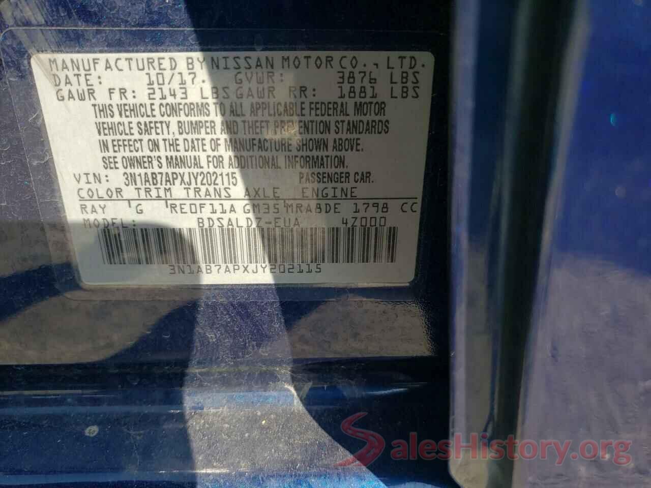 3N1AB7APXJY202115 2018 NISSAN SENTRA