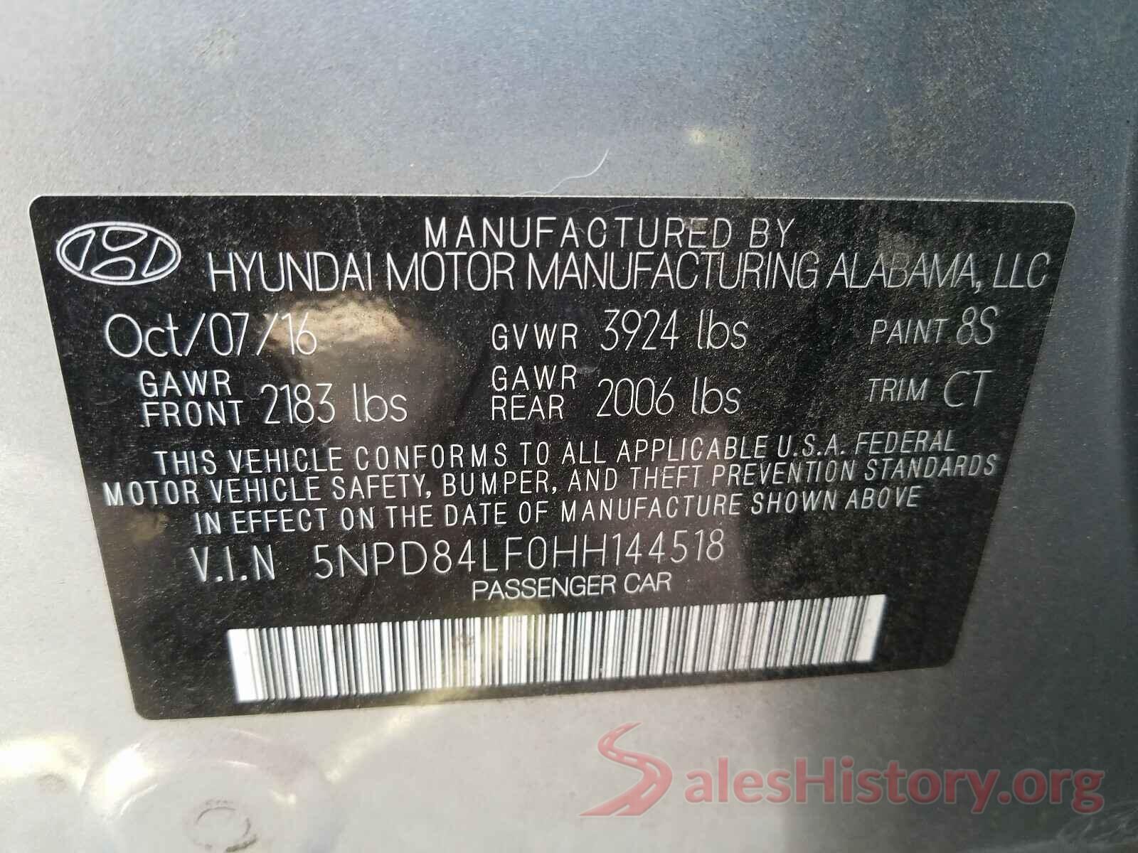 5NPD84LF0HH144518 2017 HYUNDAI ELANTRA