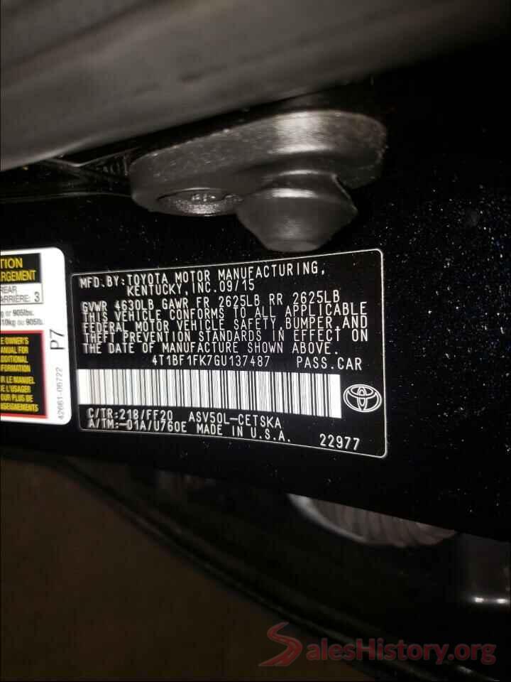 4T1BF1FK7GU137487 2016 TOYOTA CAMRY