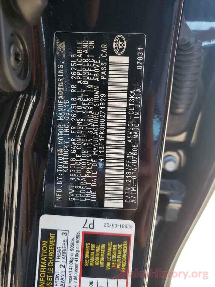 4T1BF1FK8HU271829 2017 TOYOTA CAMRY