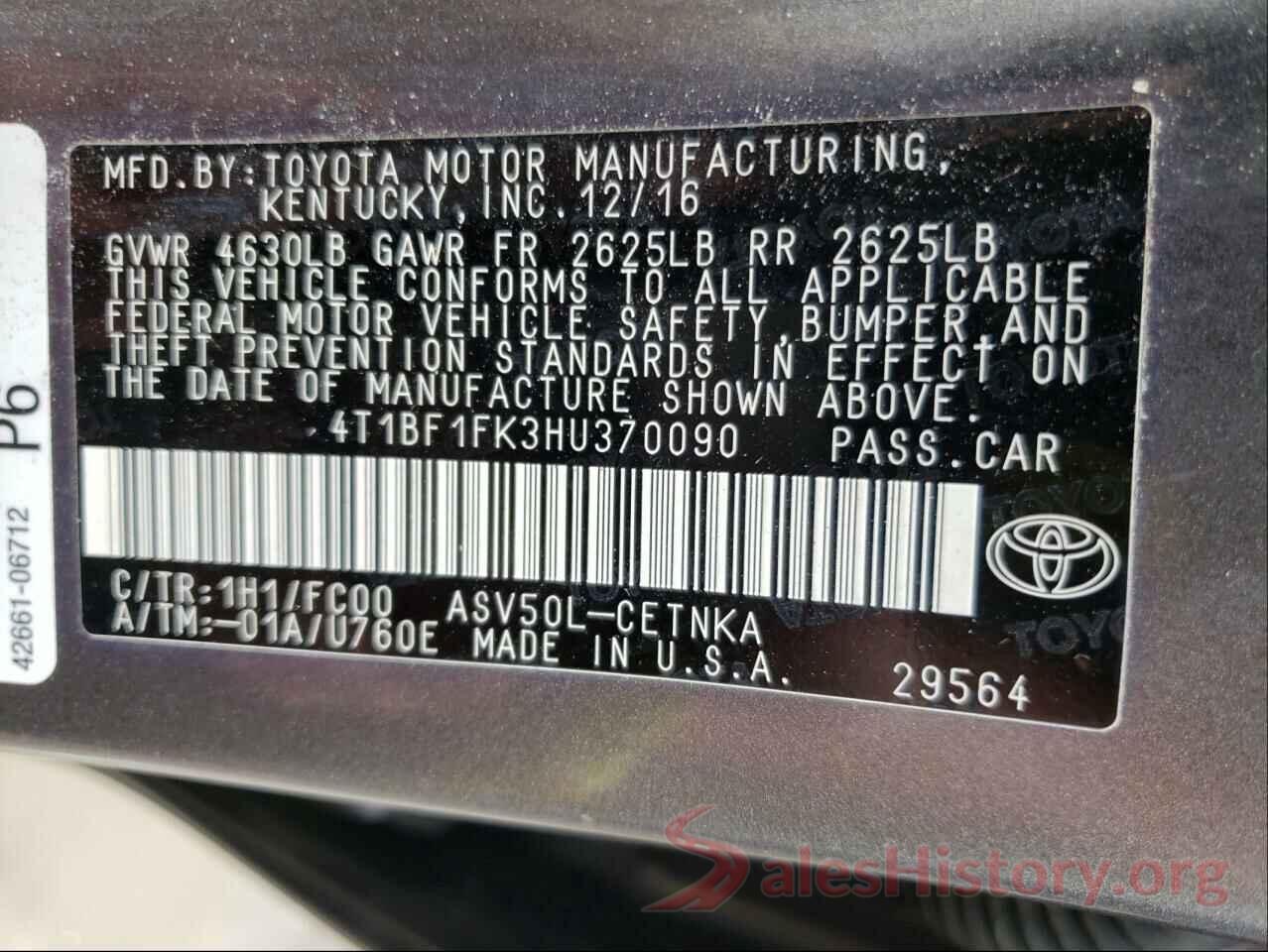 4T1BF1FK3HU370090 2017 TOYOTA CAMRY