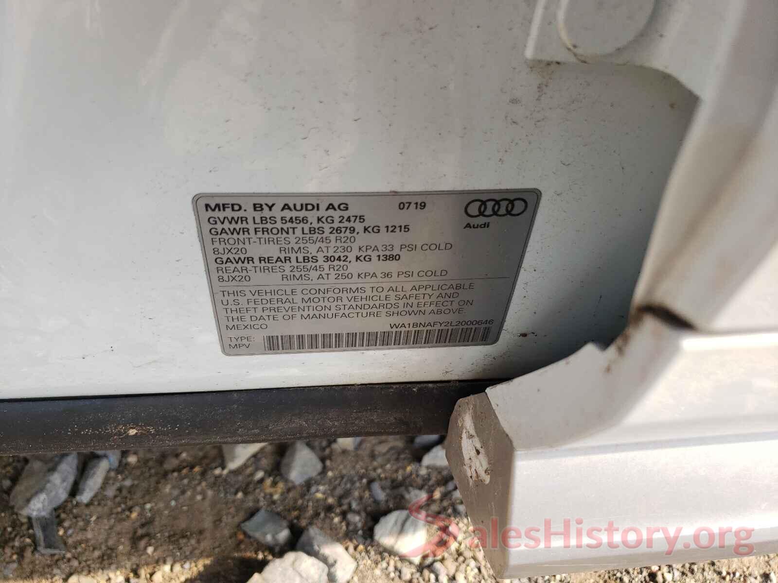 WA1BNAFY2L2000646 2020 AUDI Q5