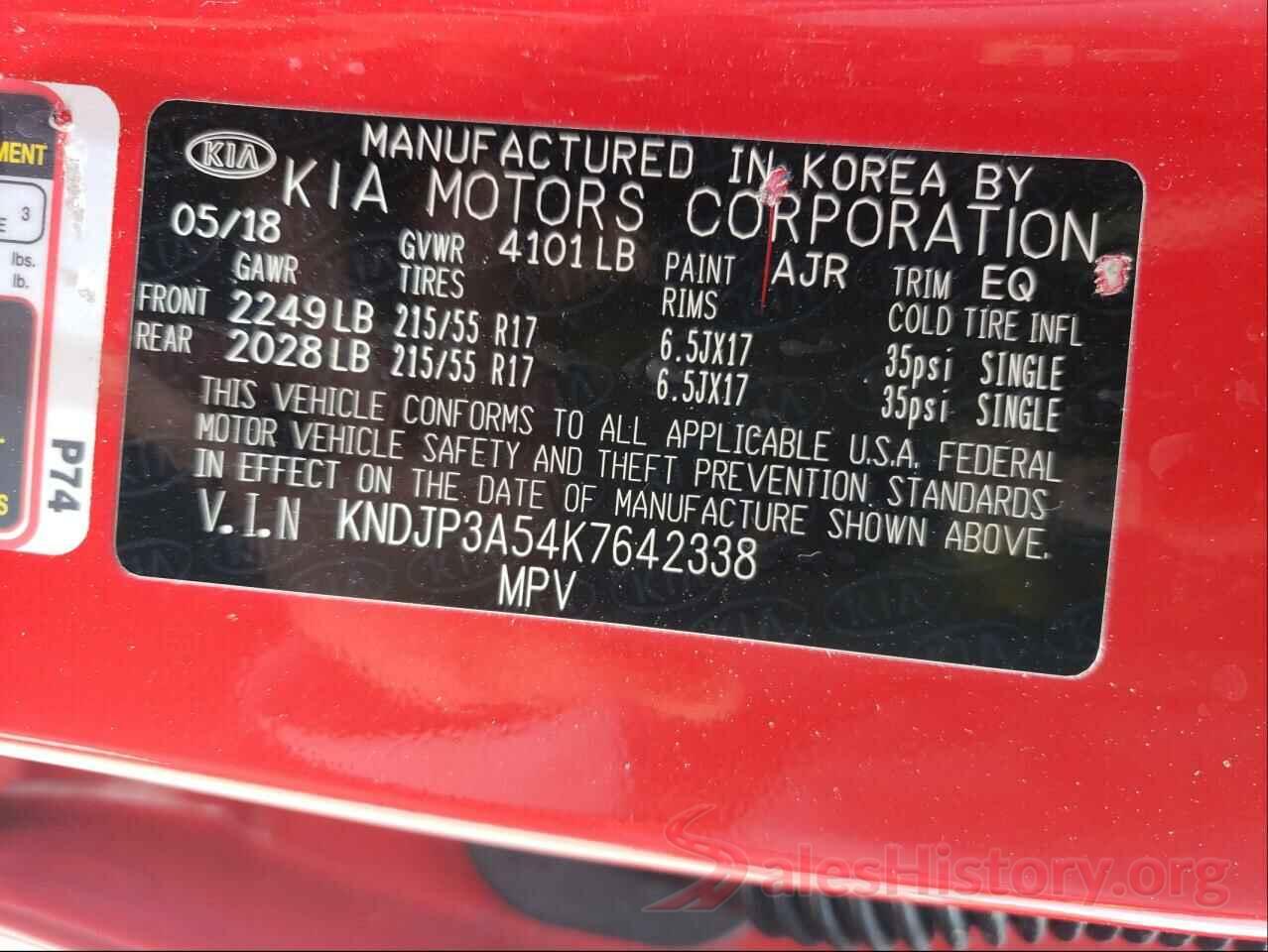 KNDJP3A54K7642338 2019 KIA SOUL