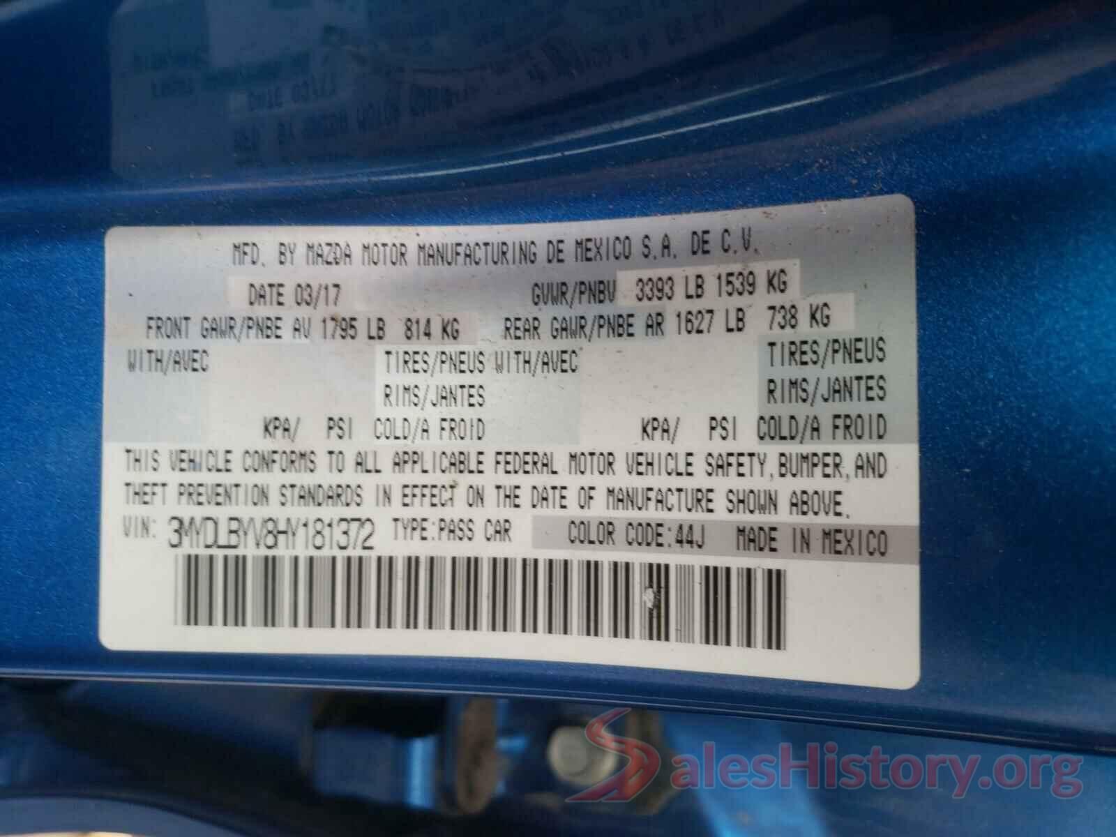 3MYDLBYV8HY181372 2017 TOYOTA YARIS