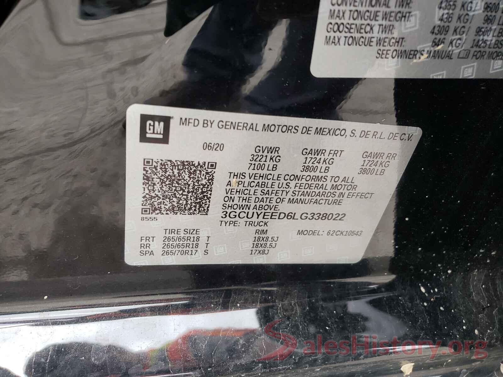 3GCUYEED6LG338022 2020 CHEVROLET SILVERADO