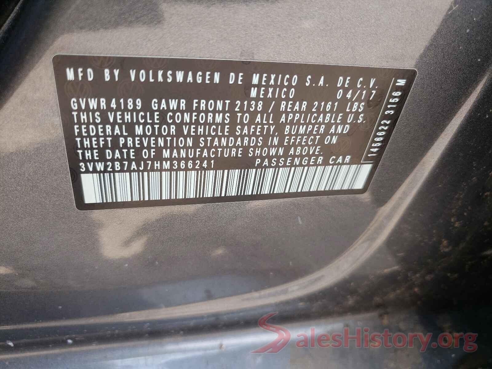 3VW2B7AJ7HM366241 2017 VOLKSWAGEN JETTA