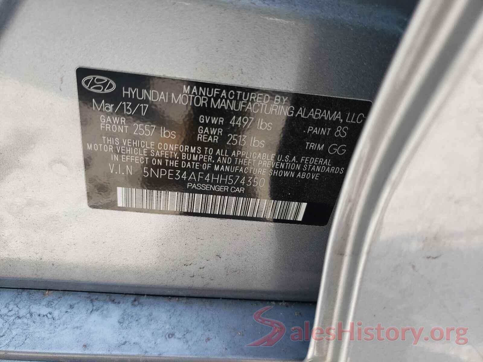 5NPE34AF4HH574350 2017 HYUNDAI SONATA