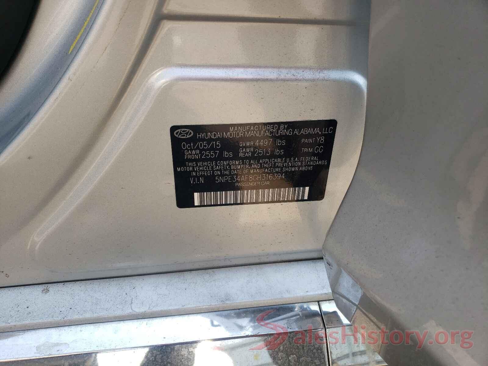 5NPE34AF8GH316394 2016 HYUNDAI SONATA