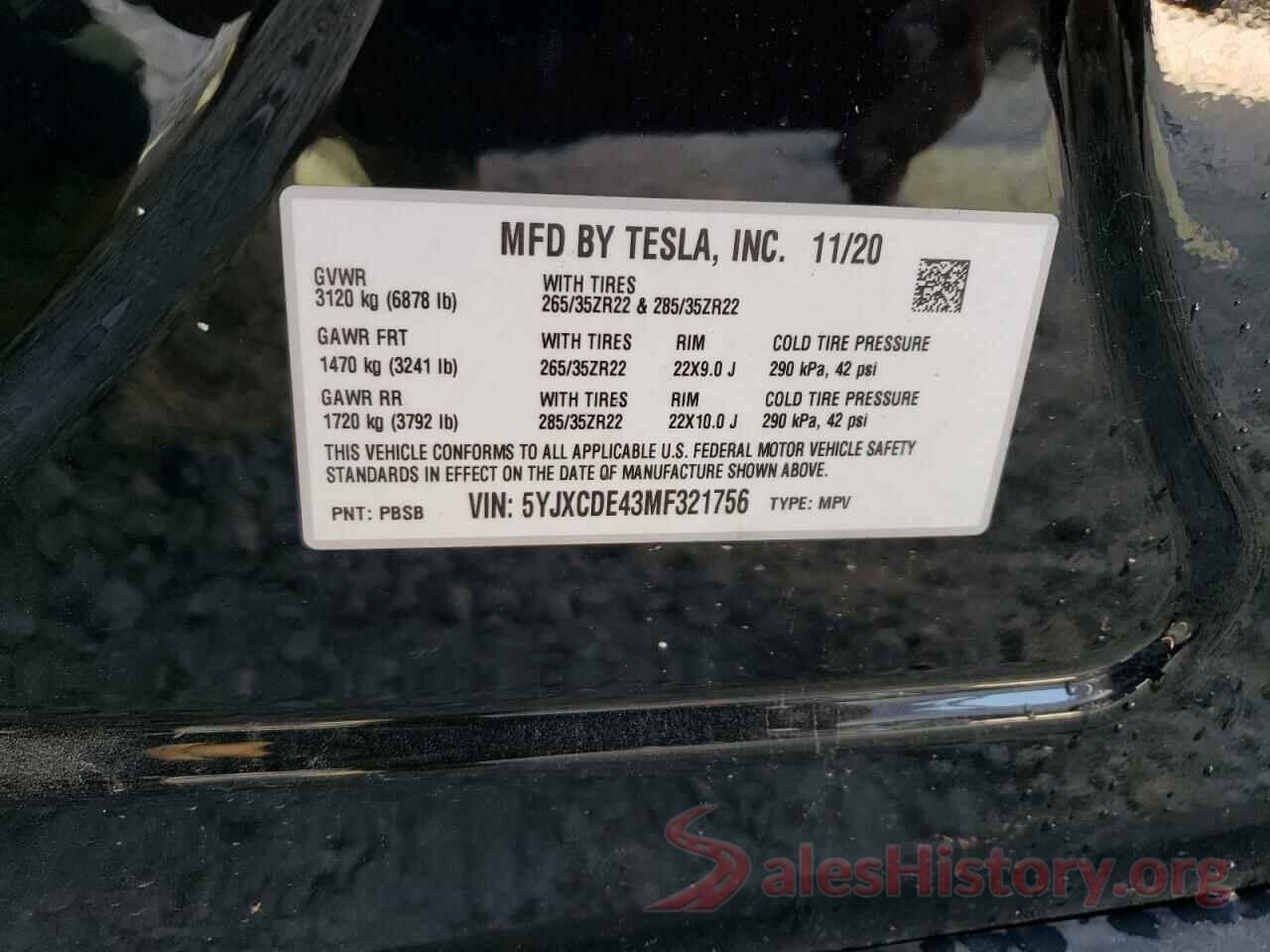 5YJXCDE43MF321756 2021 TESLA MODEL X