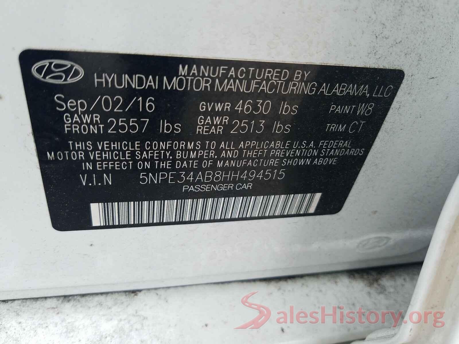 5NPE34AB8HH494515 2017 HYUNDAI SONATA