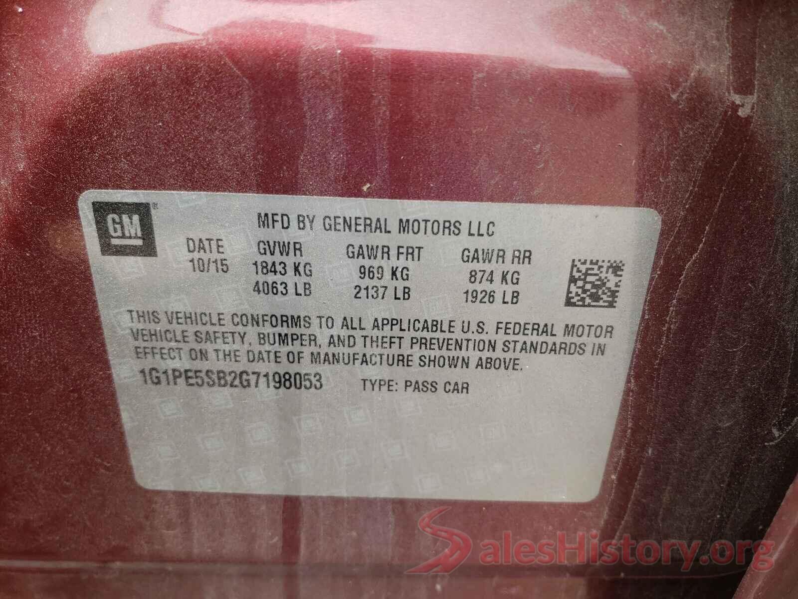 1G1PE5SB2G7198053 2016 CHEVROLET CRUZE