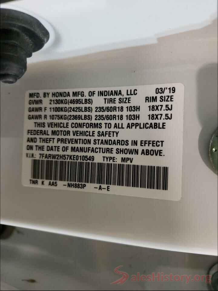 7FARW2H57KE010549 2019 HONDA CRV