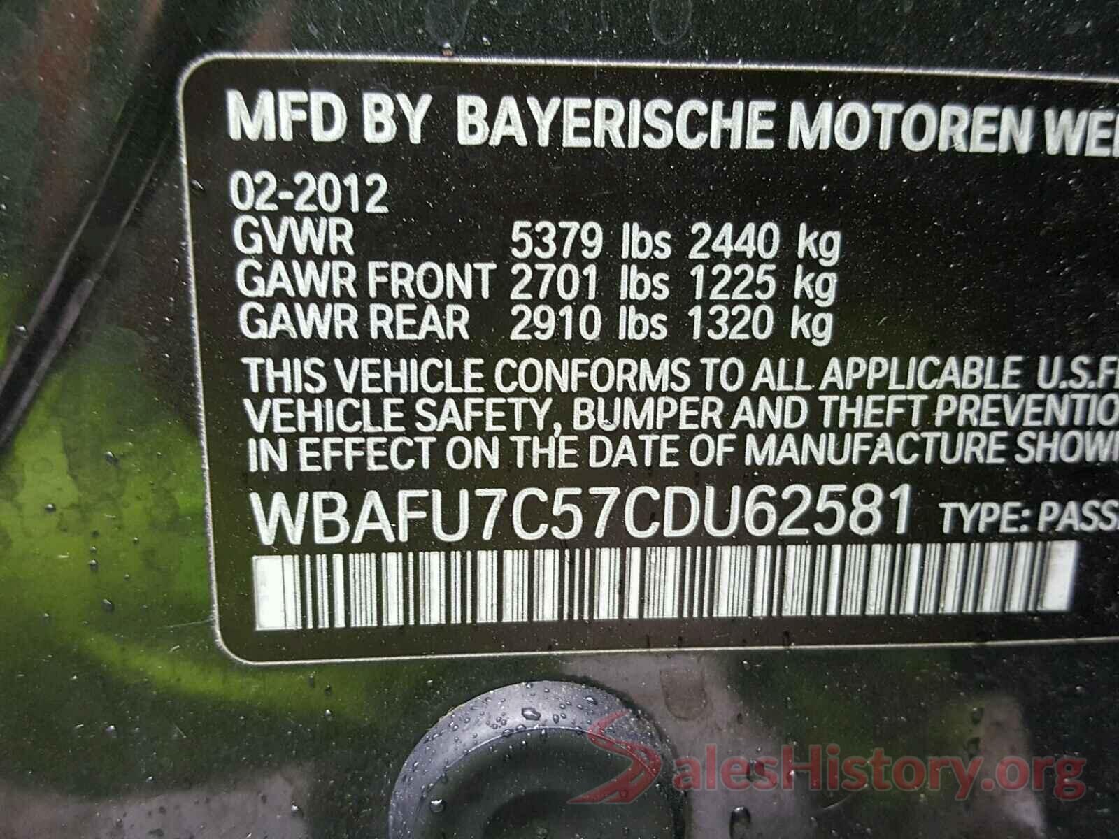 WBAFU7C57CDU62581 2012 BMW 535 XI