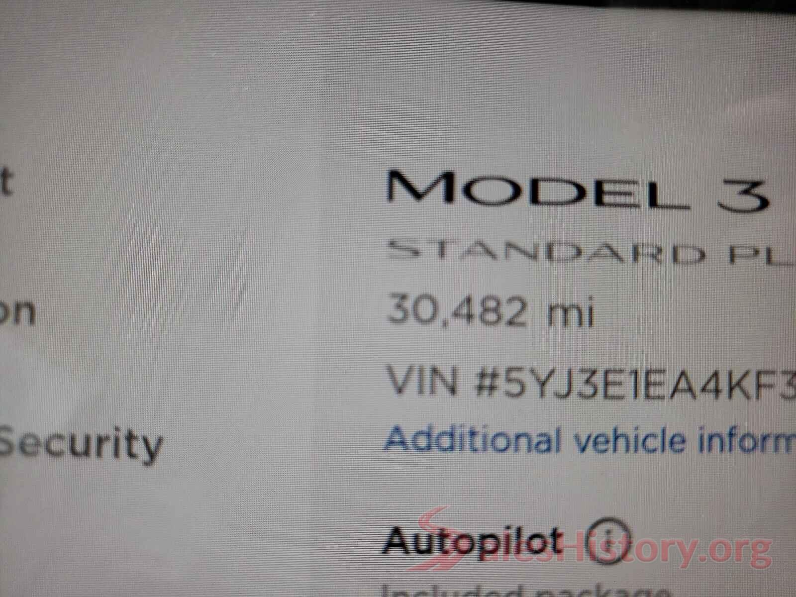 5YJ3E1EA4KF311876 2019 TESLA MODEL 3