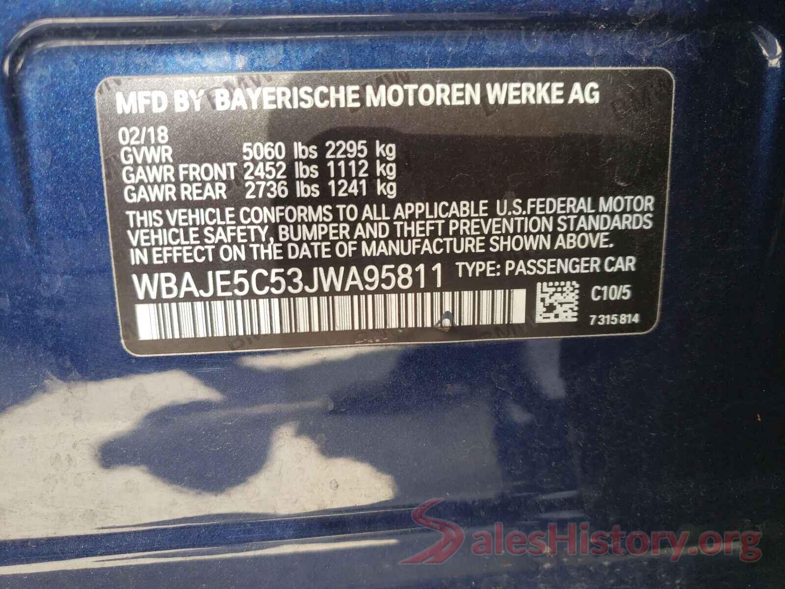 WBAJE5C53JWA95811 2018 BMW 5 SERIES