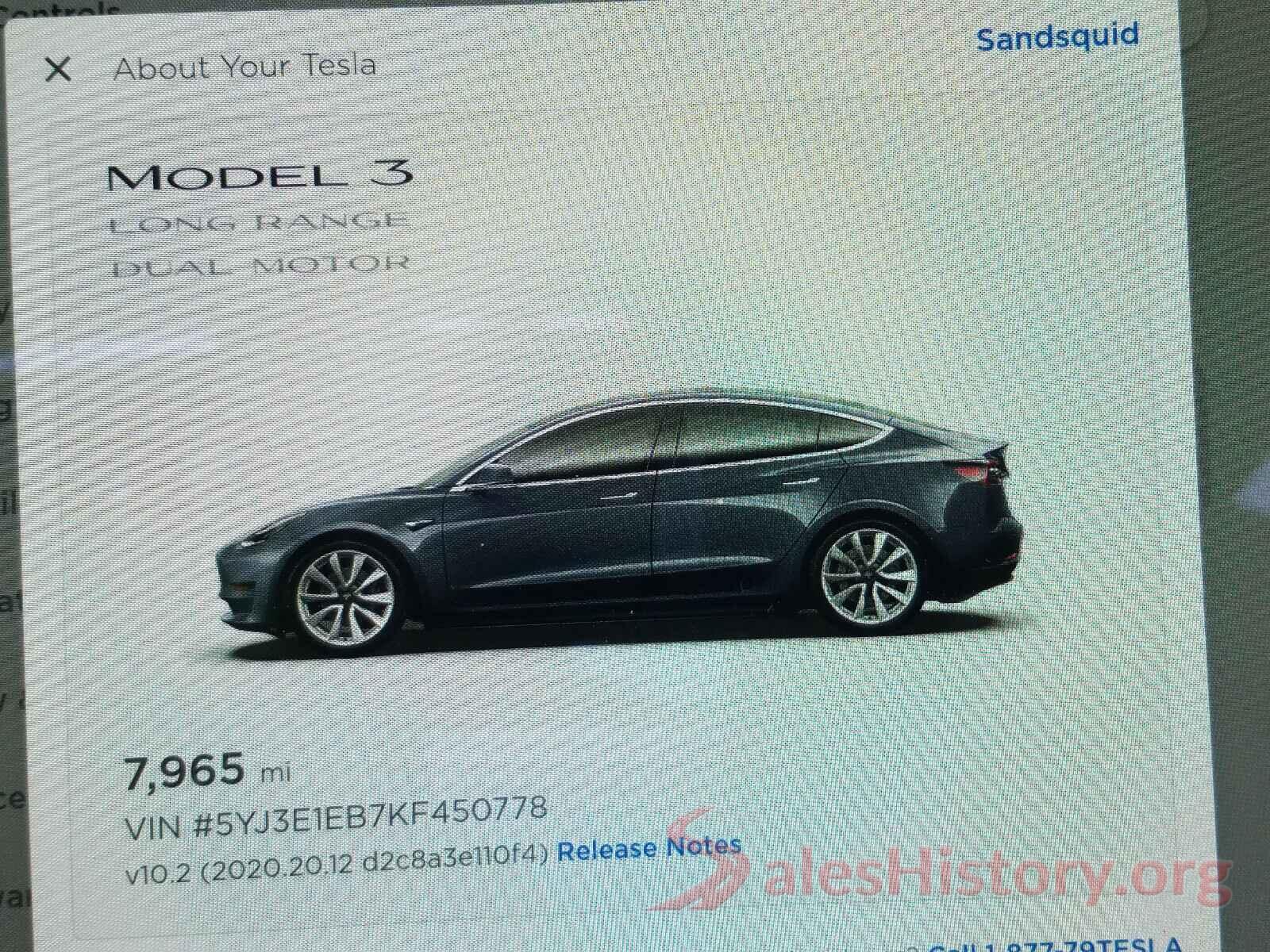 5YJ3E1EB7KF450778 2019 TESLA MODEL 3