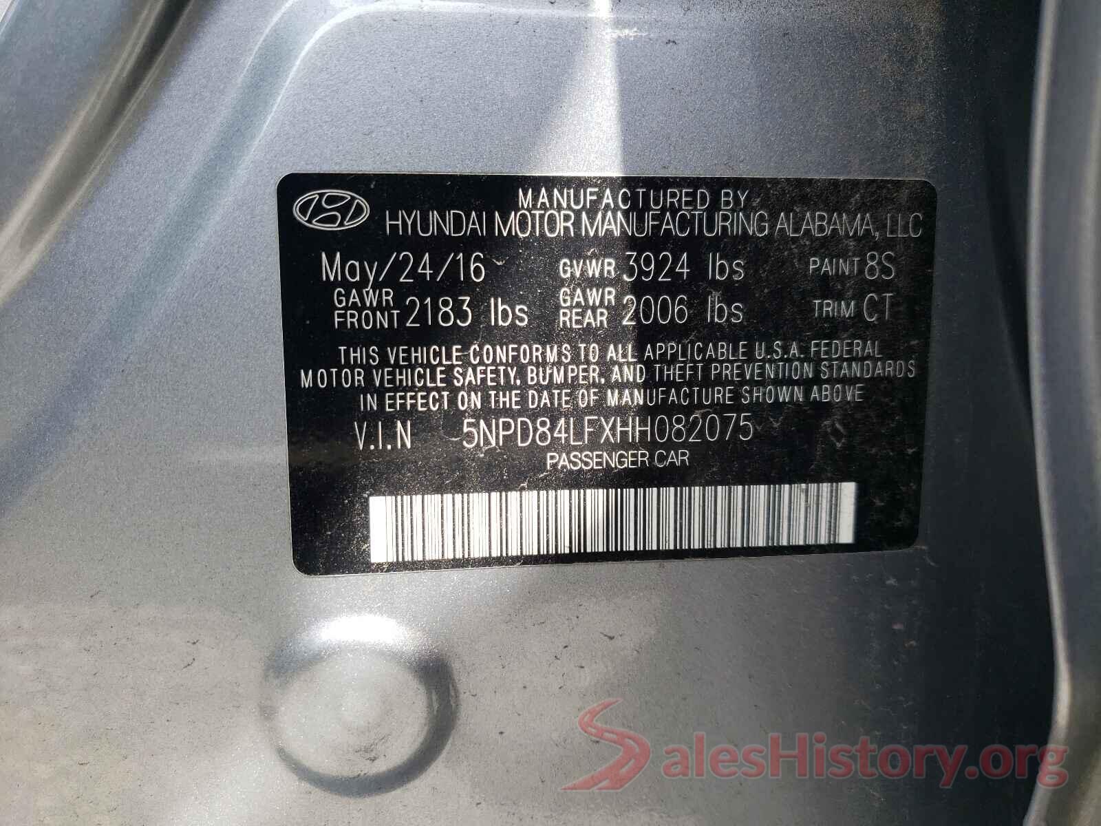 5NPD84LFXHH082075 2017 HYUNDAI ELANTRA