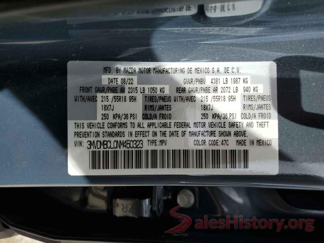 3MVDMBCL0NM450323 2022 MAZDA CX30