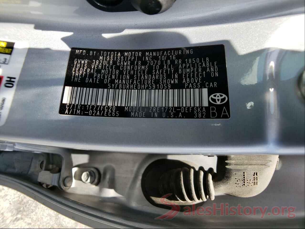 5YFBURHE0HP591059 2017 TOYOTA COROLLA