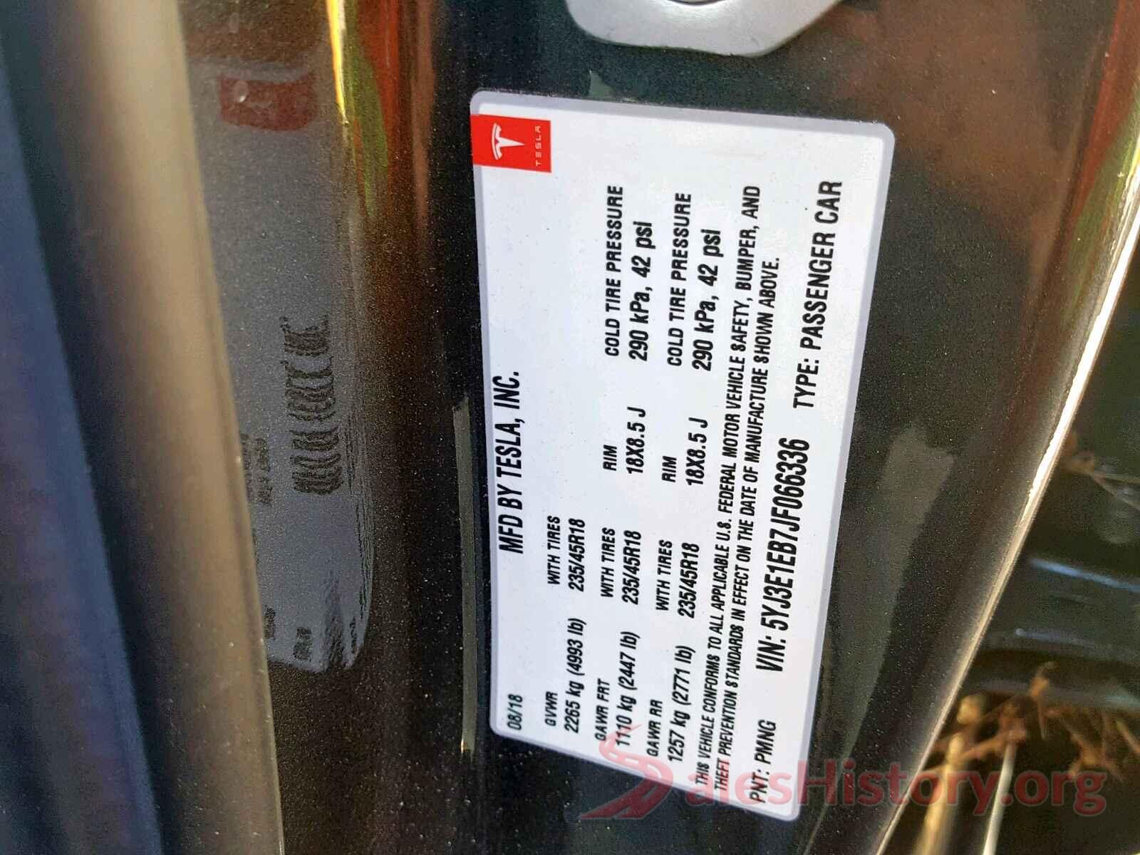 5YJ3E1EB7JF066336 2018 TESLA MODEL 3