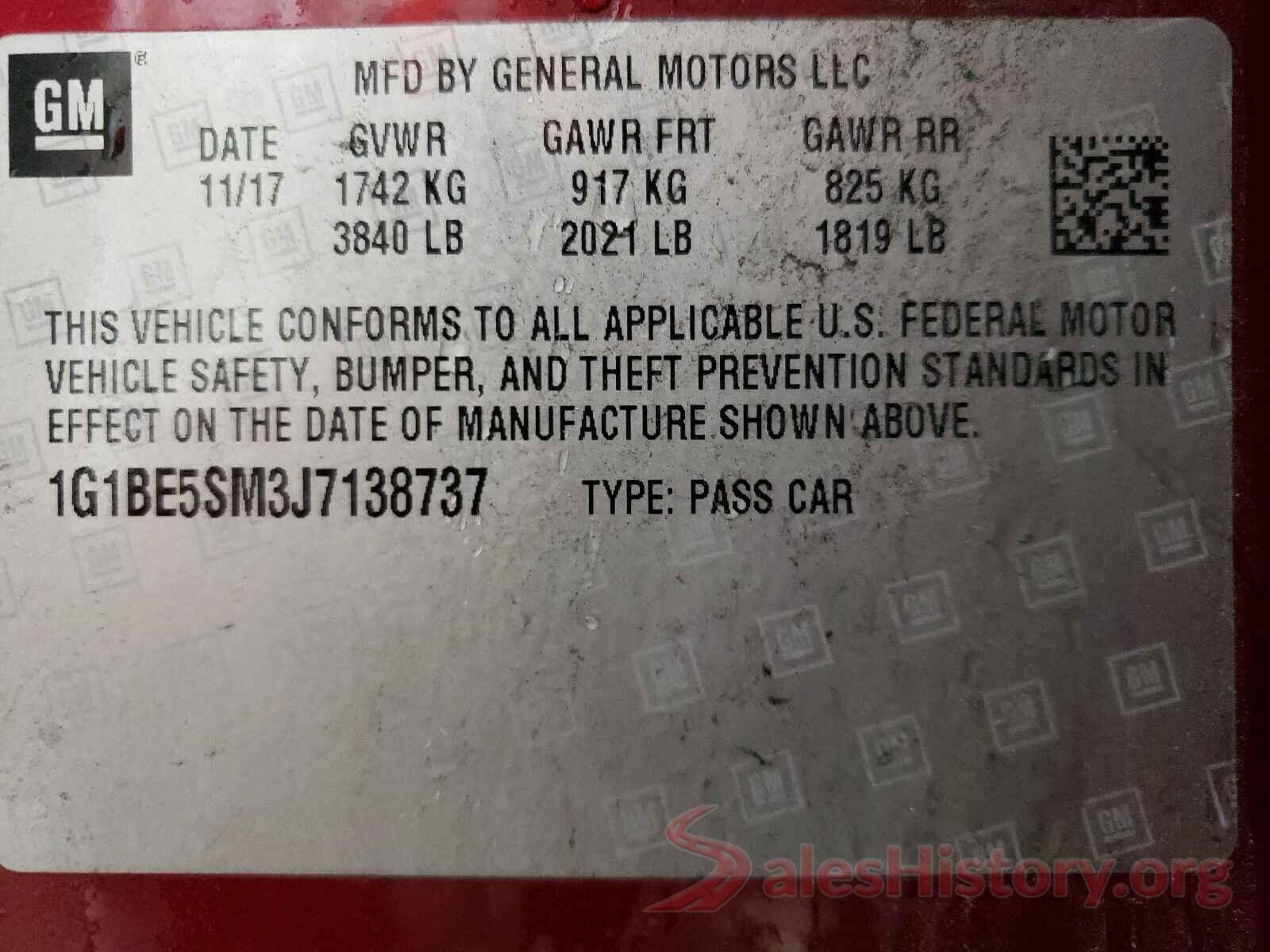 1G1BE5SM3J7138737 2018 CHEVROLET CRUZE