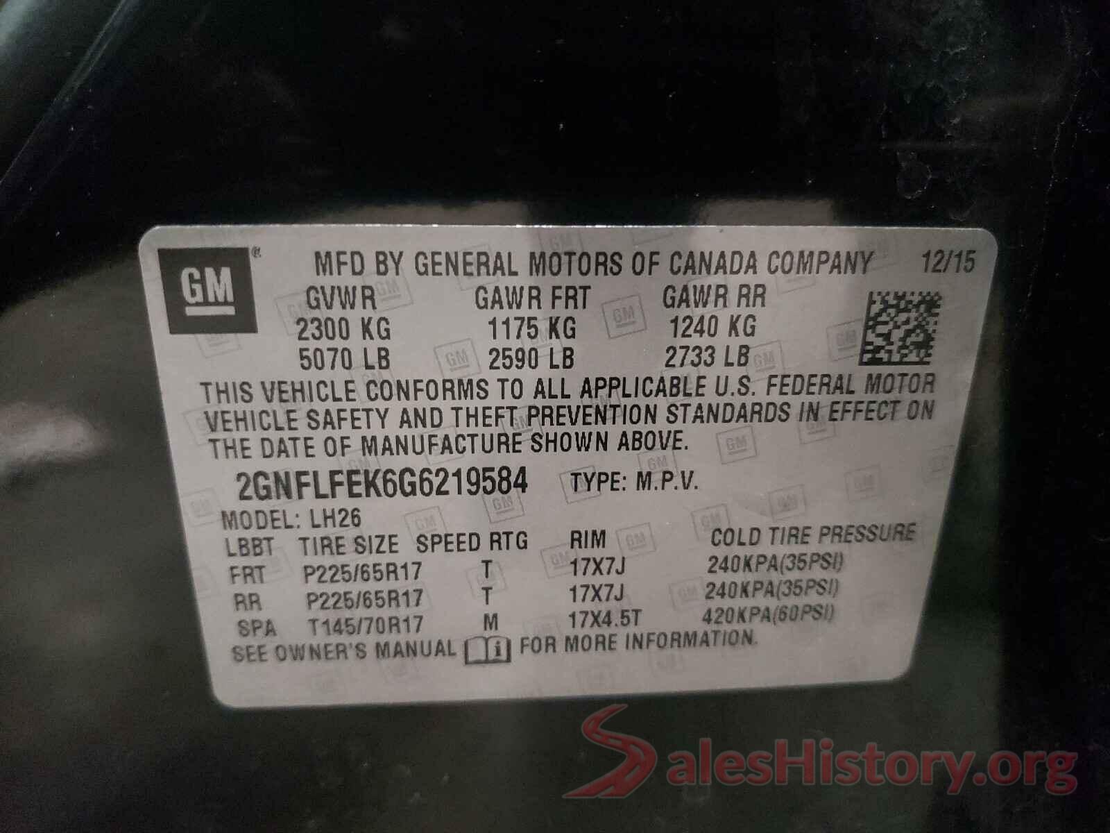 2GNFLFEK6G6219584 2016 CHEVROLET EQUINOX