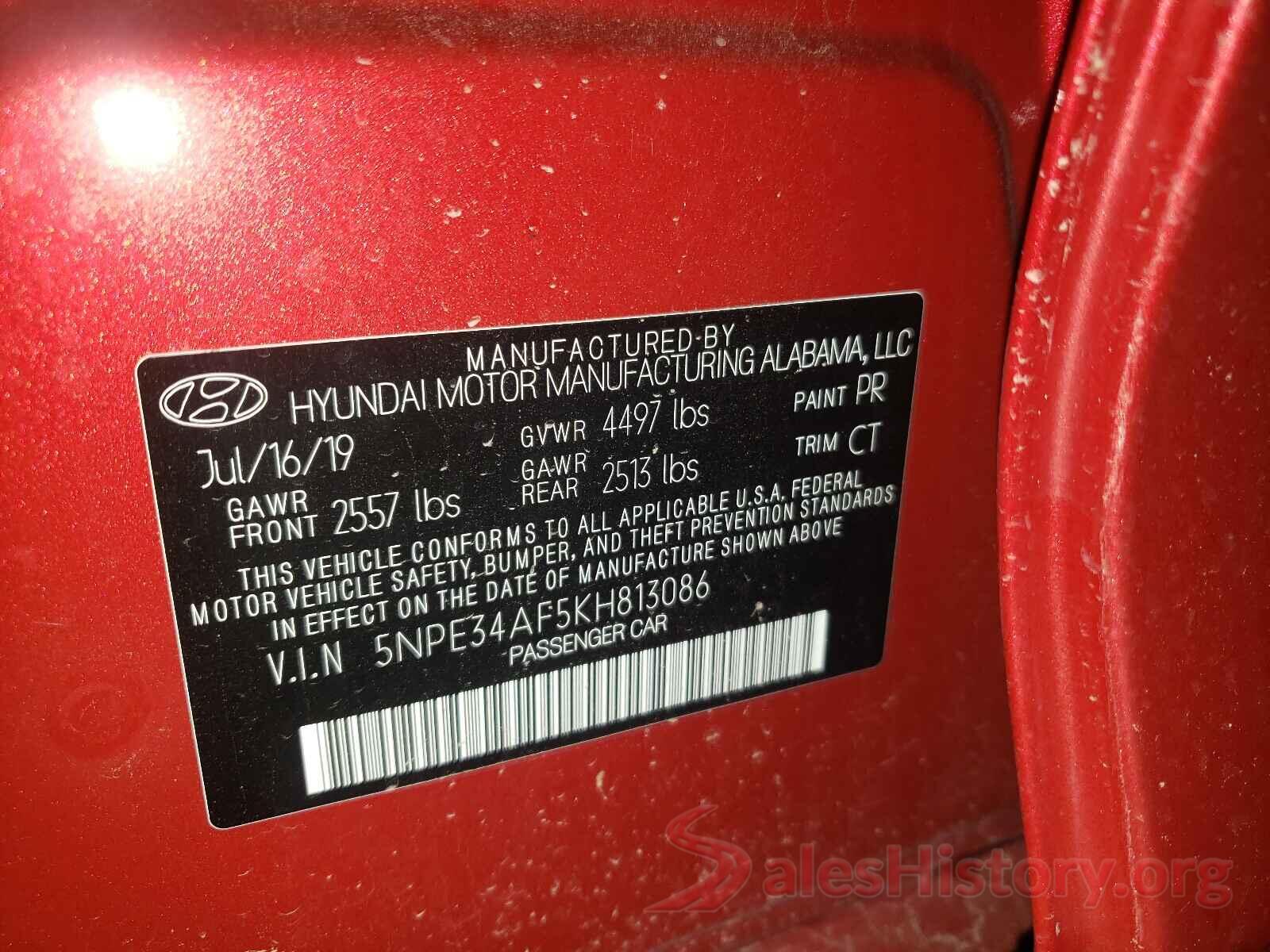 5NPE34AF5KH813086 2019 HYUNDAI SONATA