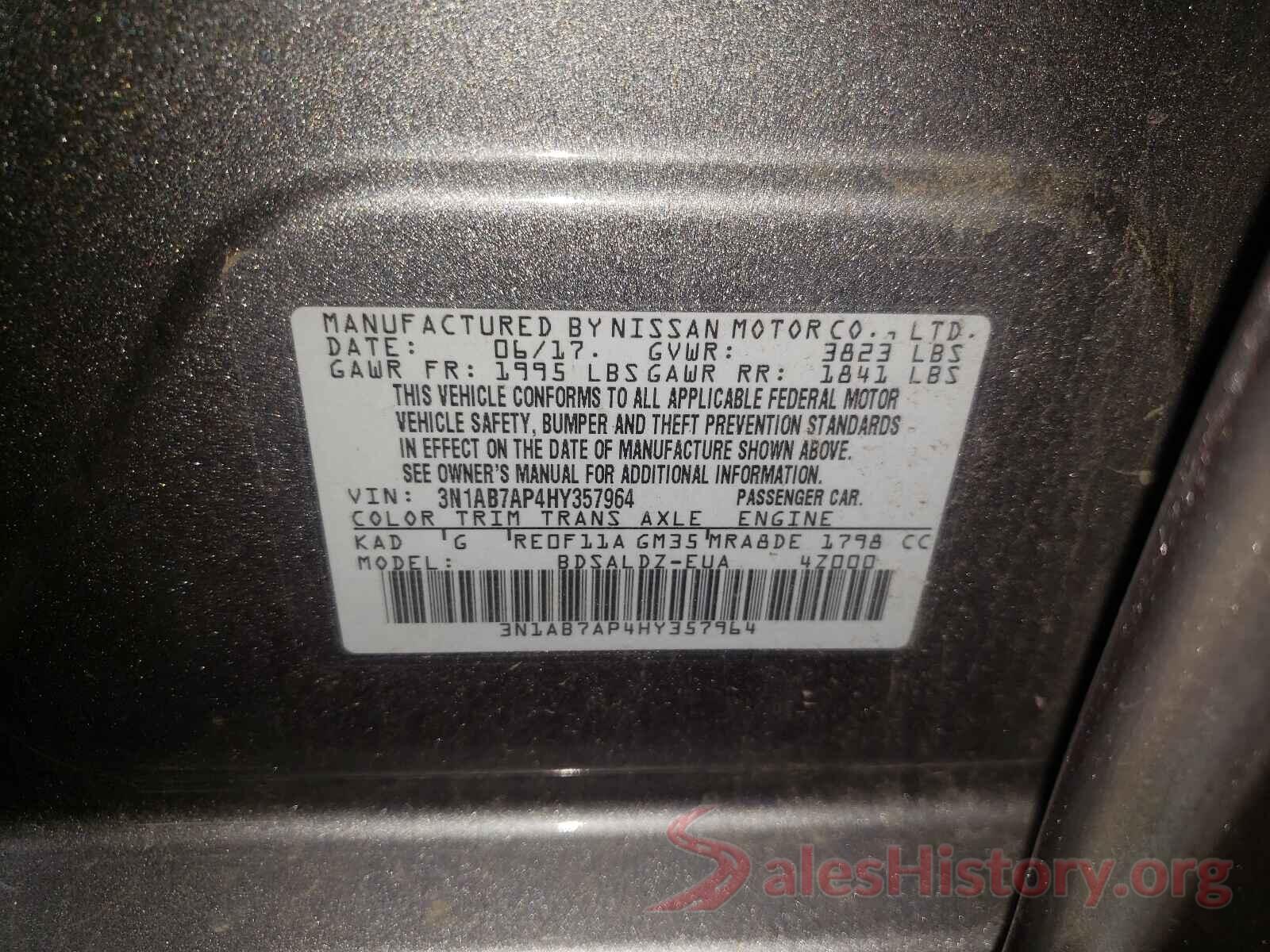 3N1AB7AP4HY357964 2017 NISSAN SENTRA