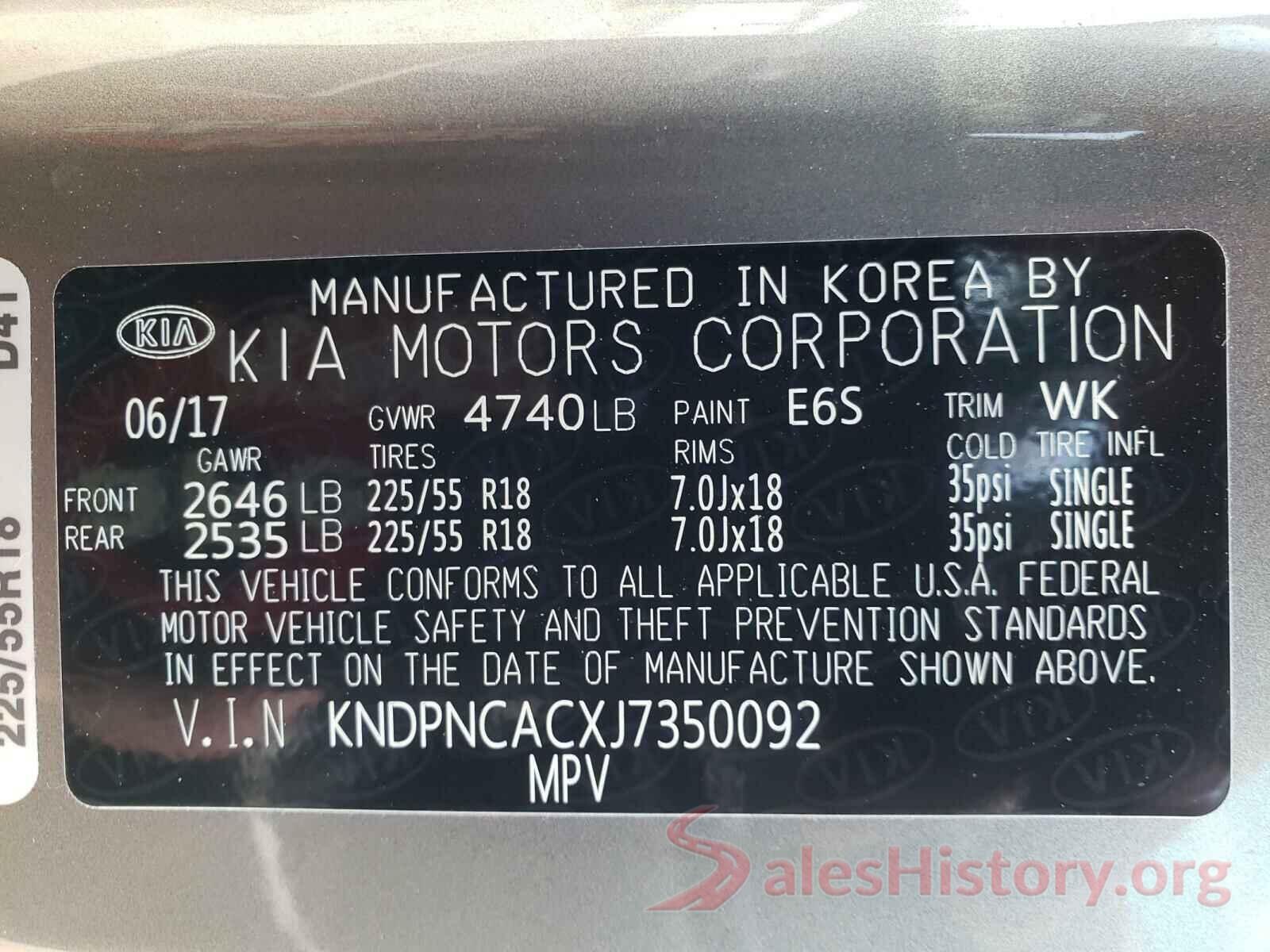 KNDPNCACXJ7350092 2018 KIA SPORTAGE