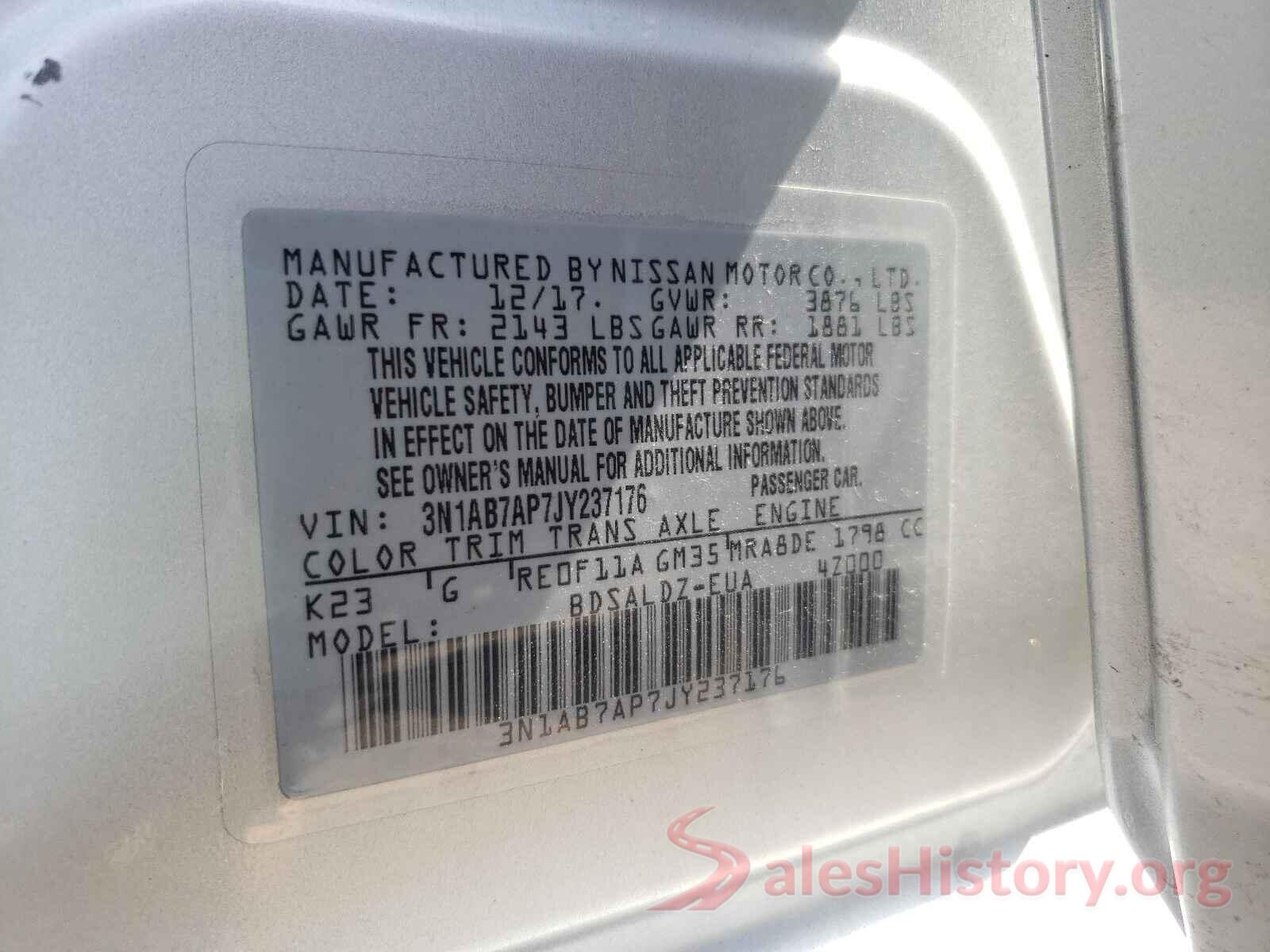 3N1AB7AP7JY237176 2018 NISSAN SENTRA