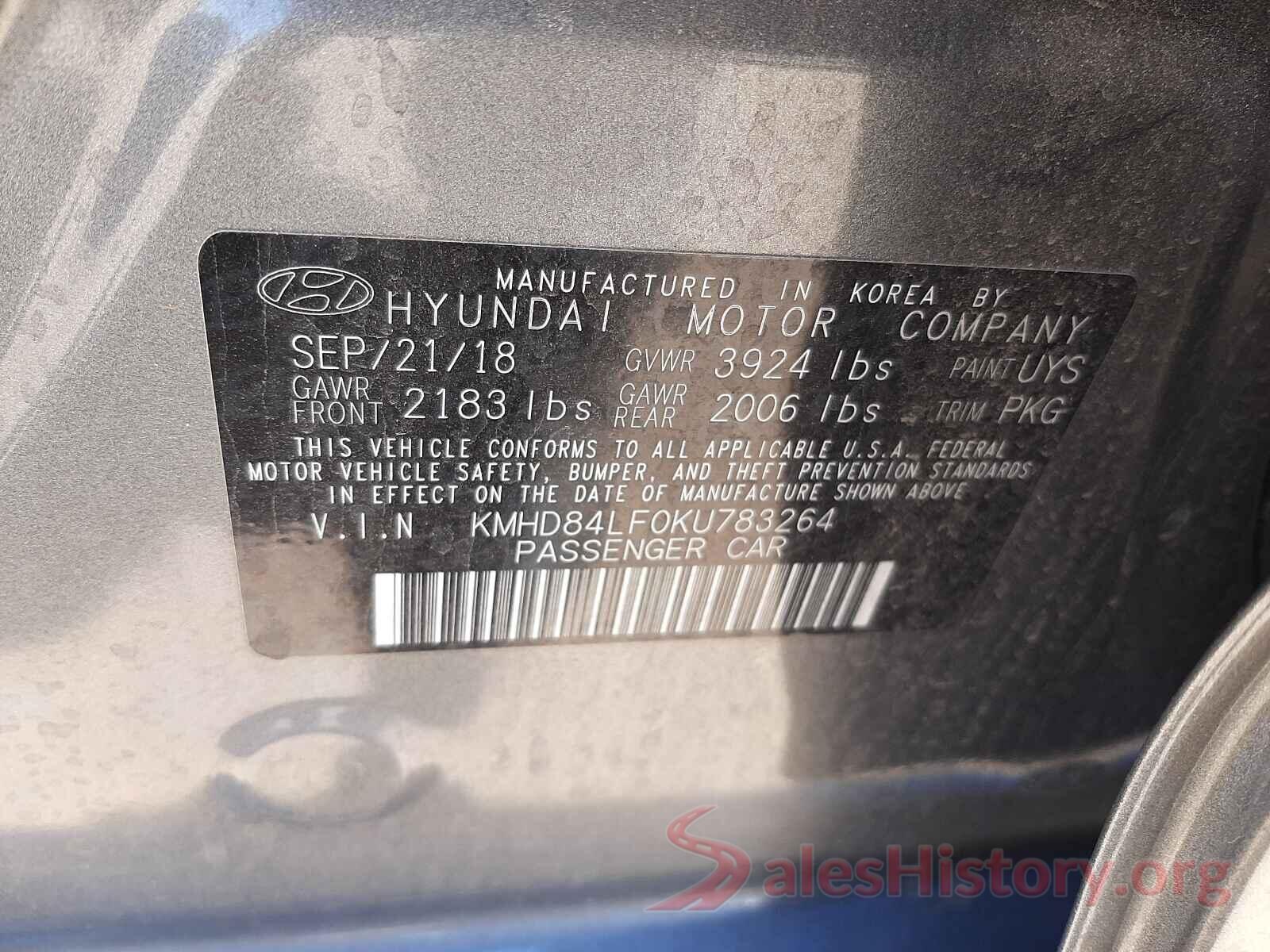 KMHD84LF0KU783264 2019 HYUNDAI ELANTRA