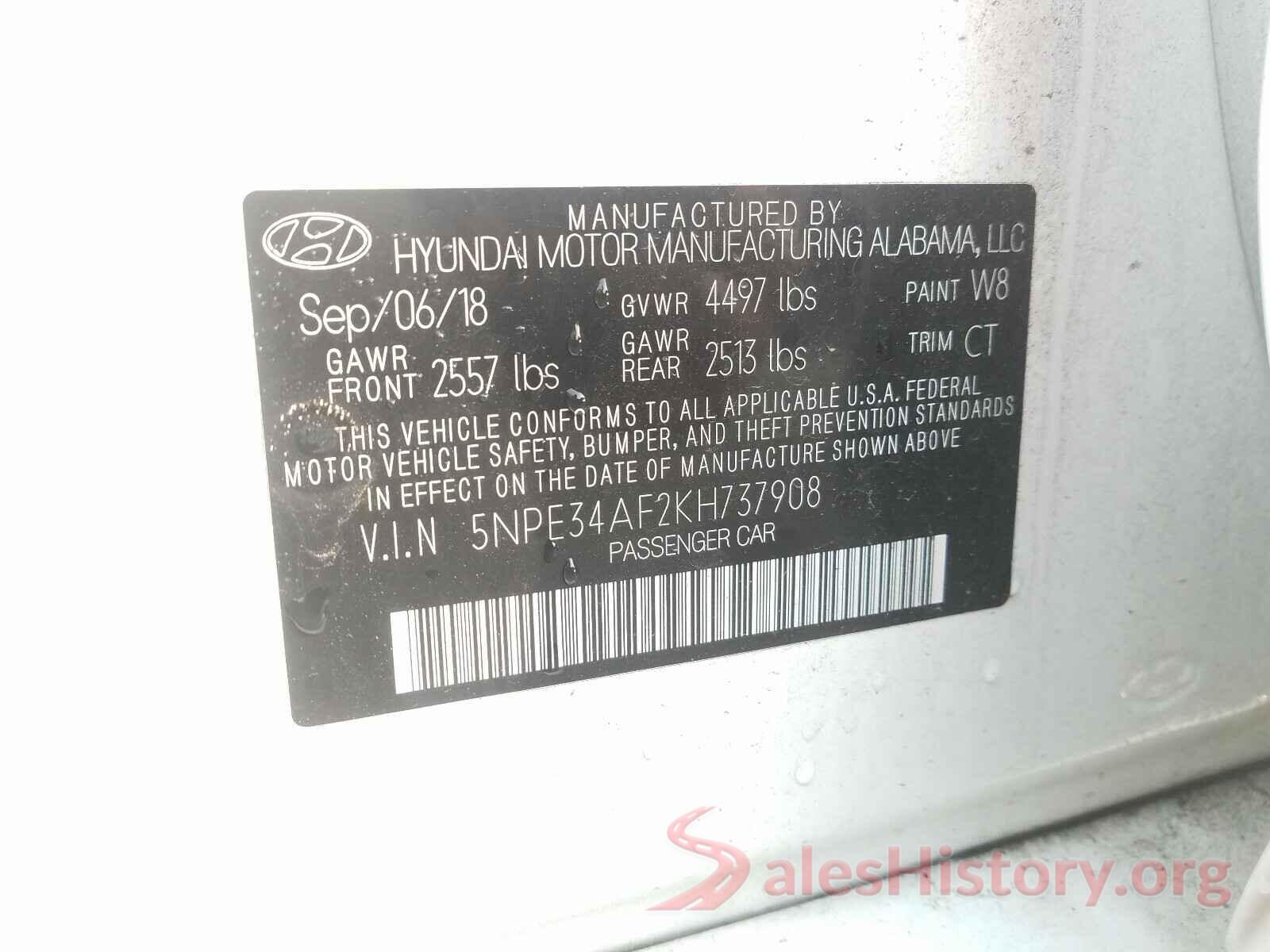 5NPE34AF2KH737908 2019 HYUNDAI SONATA