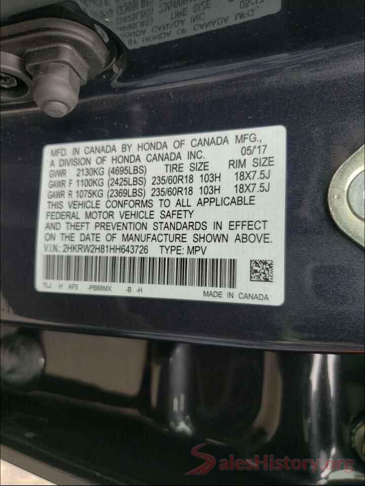 2HKRW2H81HH643726 2017 HONDA CRV