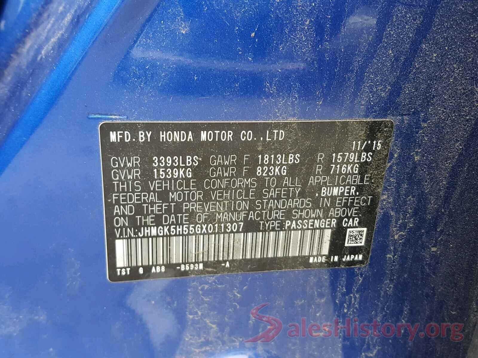 JHMGK5H55GX011307 2016 HONDA FIT