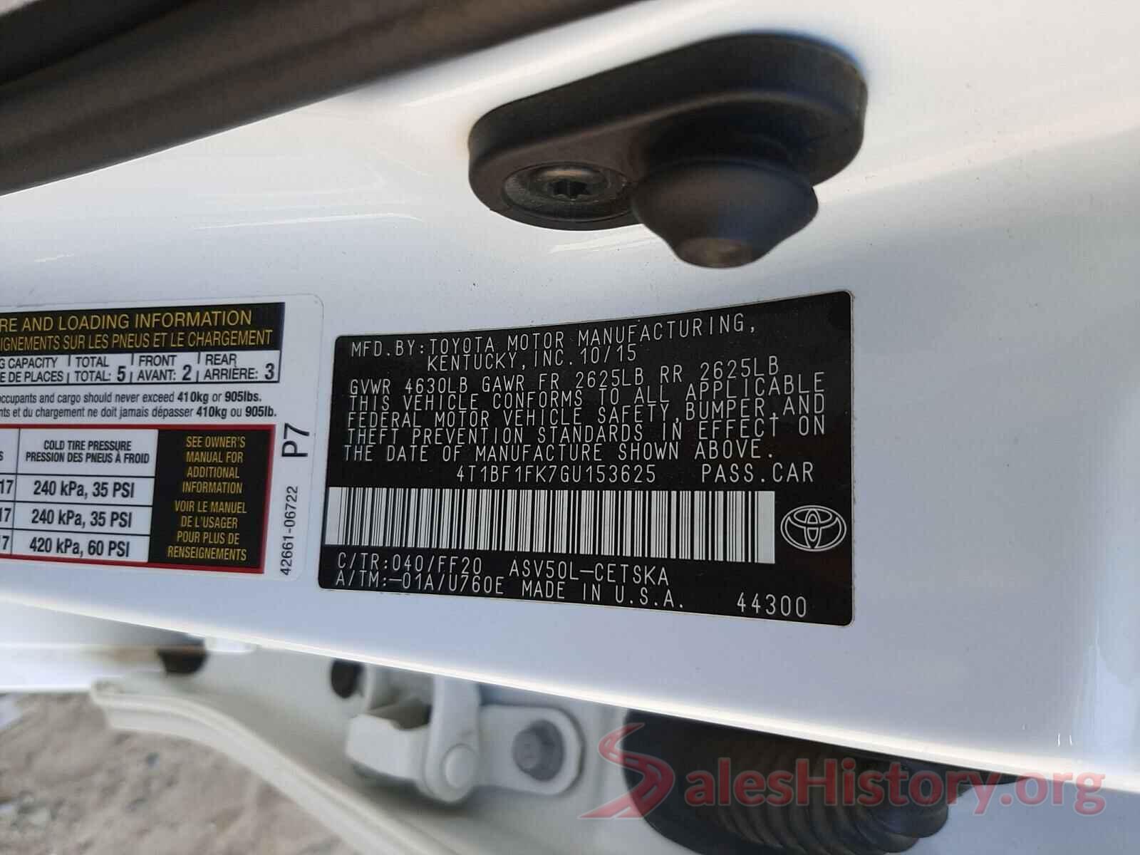 4T1BF1FK7GU153625 2016 TOYOTA CAMRY