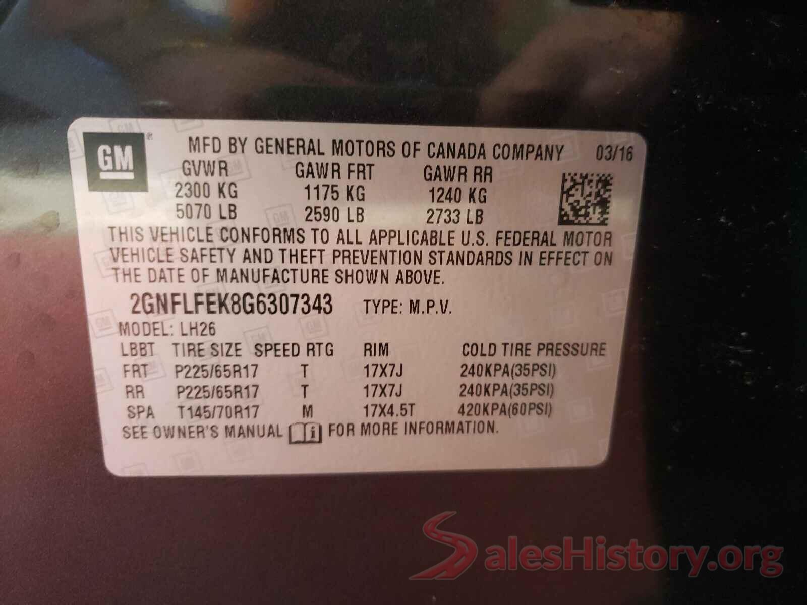 2GNFLFEK8G6307343 2016 CHEVROLET EQUINOX