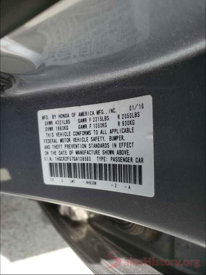 1HGCR2F57GA108560 2016 HONDA ACCORD